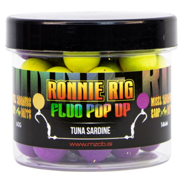 Tuna sardine, Fluo pop up, Angelfütterung Kugeln, Rosa gelbe Kugeln, Behälter 60 g