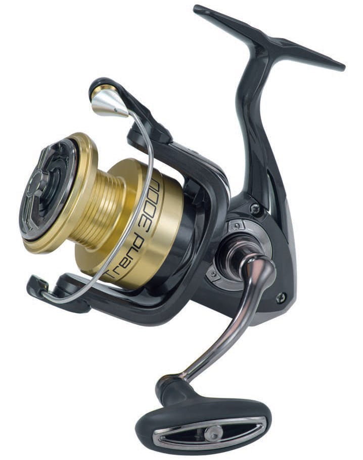 Ryobi Trend 4000, Angelrolle, Stationärrolle, Goldene Spule, Schwarzes Gehäuse, Kurbelgriff