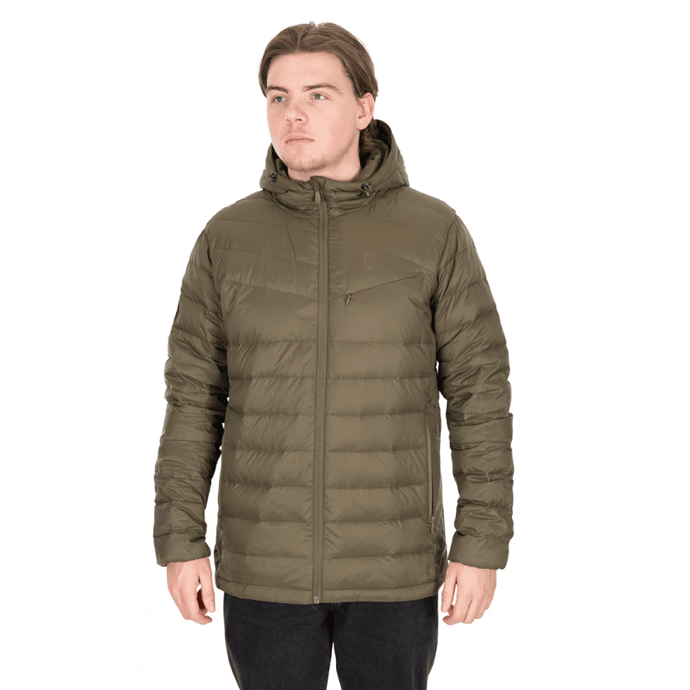 Pufferjacke, Daunenjacke, Kapuzenjacke, Reißverschluss, oliv