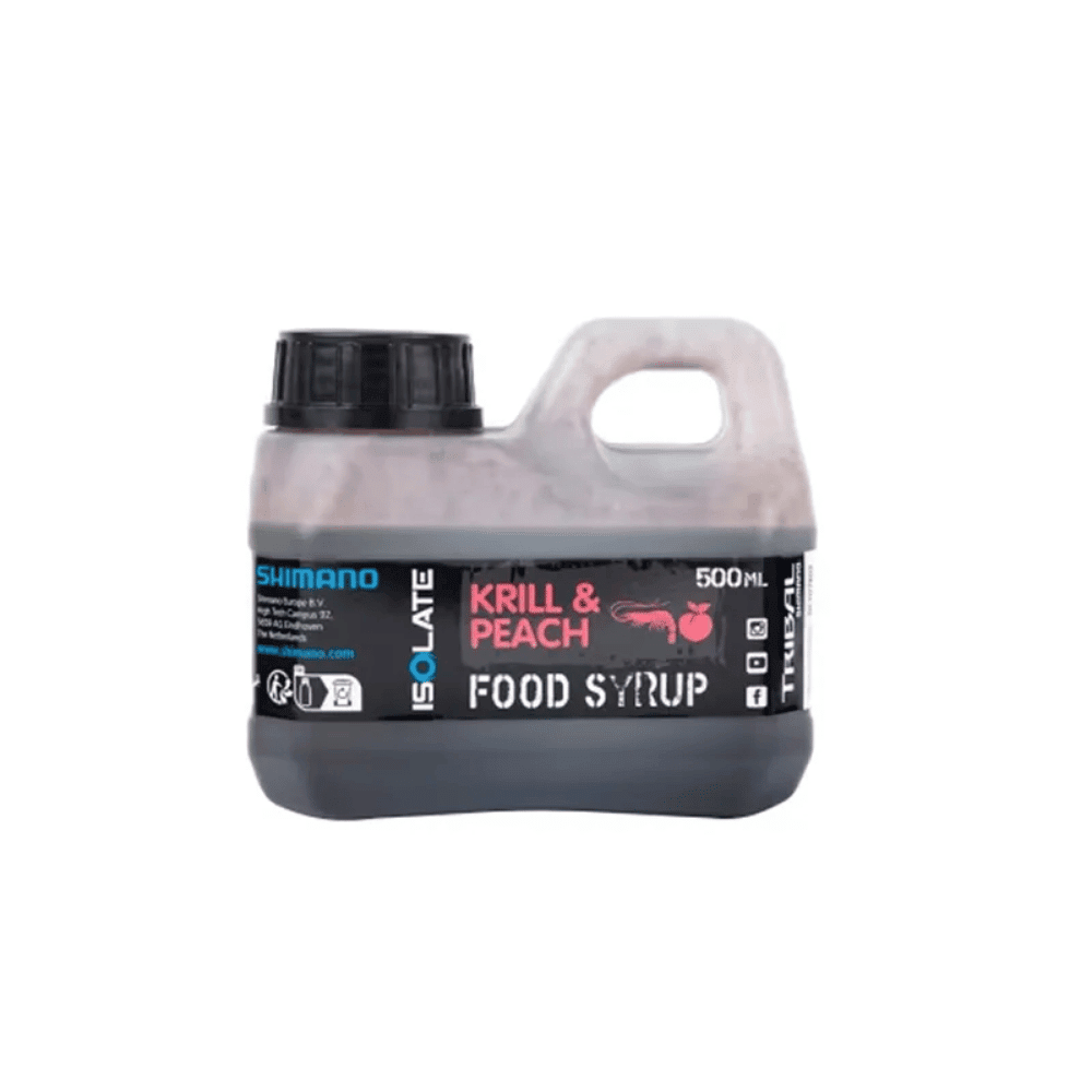 Shimano Tribal Isolate Food Syrup Krill Peach 500ml Flasche