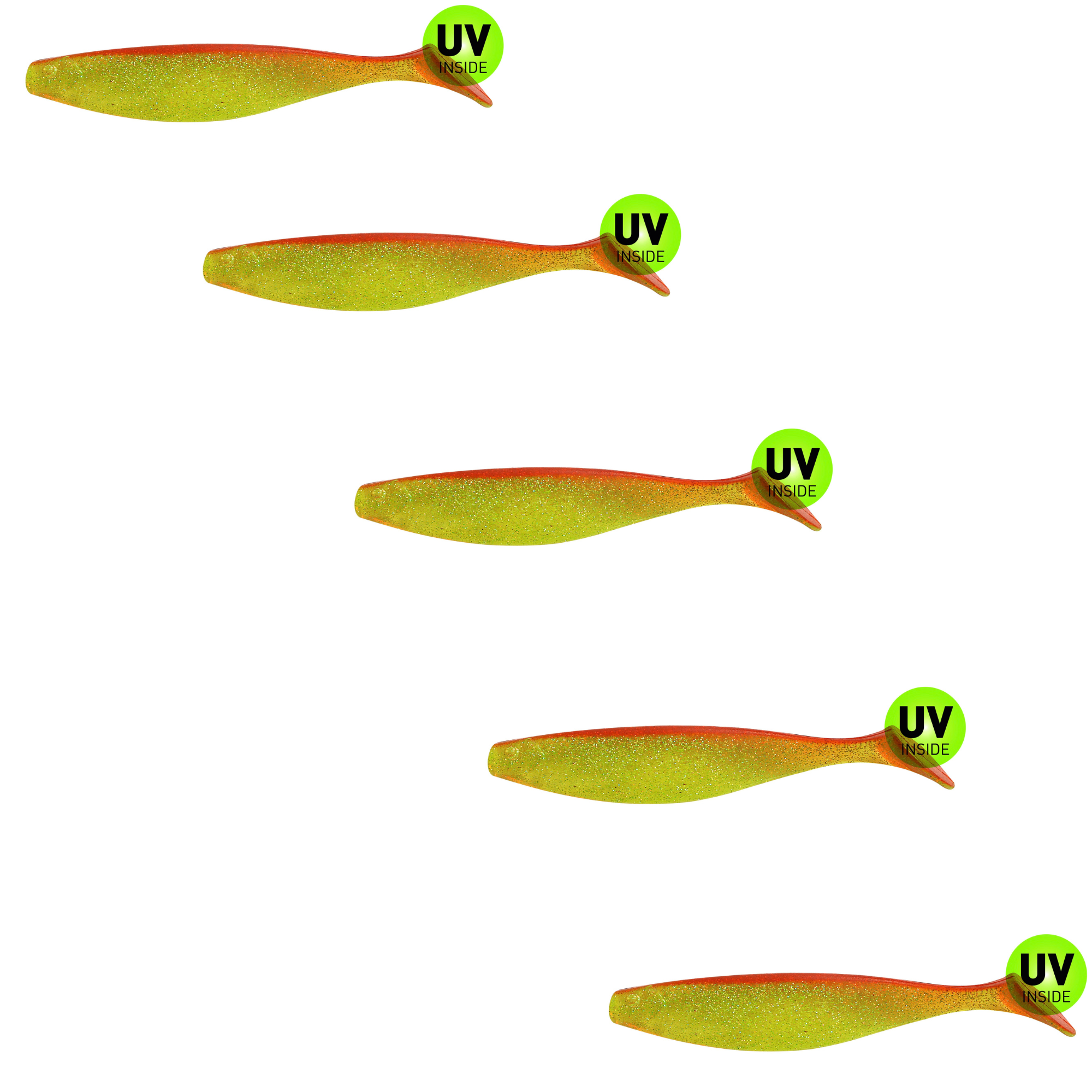 SX Relax Xtra Soft 18cm (7") Grün (Chartreuse)-Glitter / Rot 5 Stück – Bild 2, Gummi Köder, Angelköder, Gummifisch, Angeln Requisiten, Ködermaterial