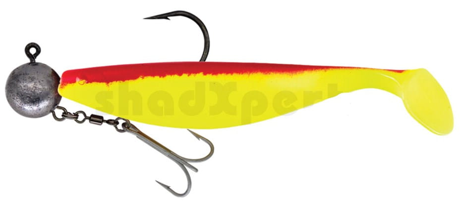 Relax Xtra-Soft 23 cm (9") Fluorescent Yellow Red rigged HMEG 16/0 240g with Trailer 1 Piece Elektronik, Hardware, Köder zum Angeln