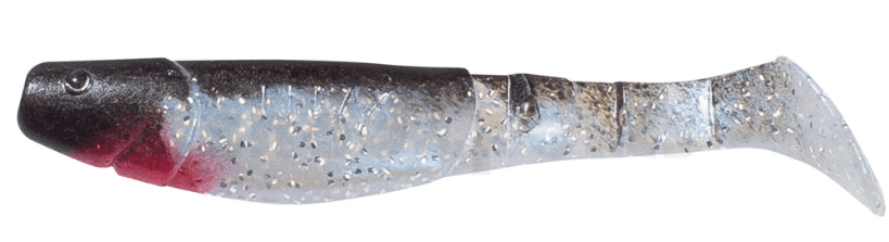 soft lure, rubber lure, shad shape, glitter speckled, fishing lure