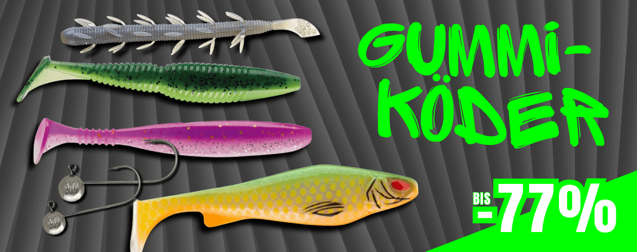 Gummiköder, Kunstköder, Fischform, Mehrfarbig, Jigköpfe