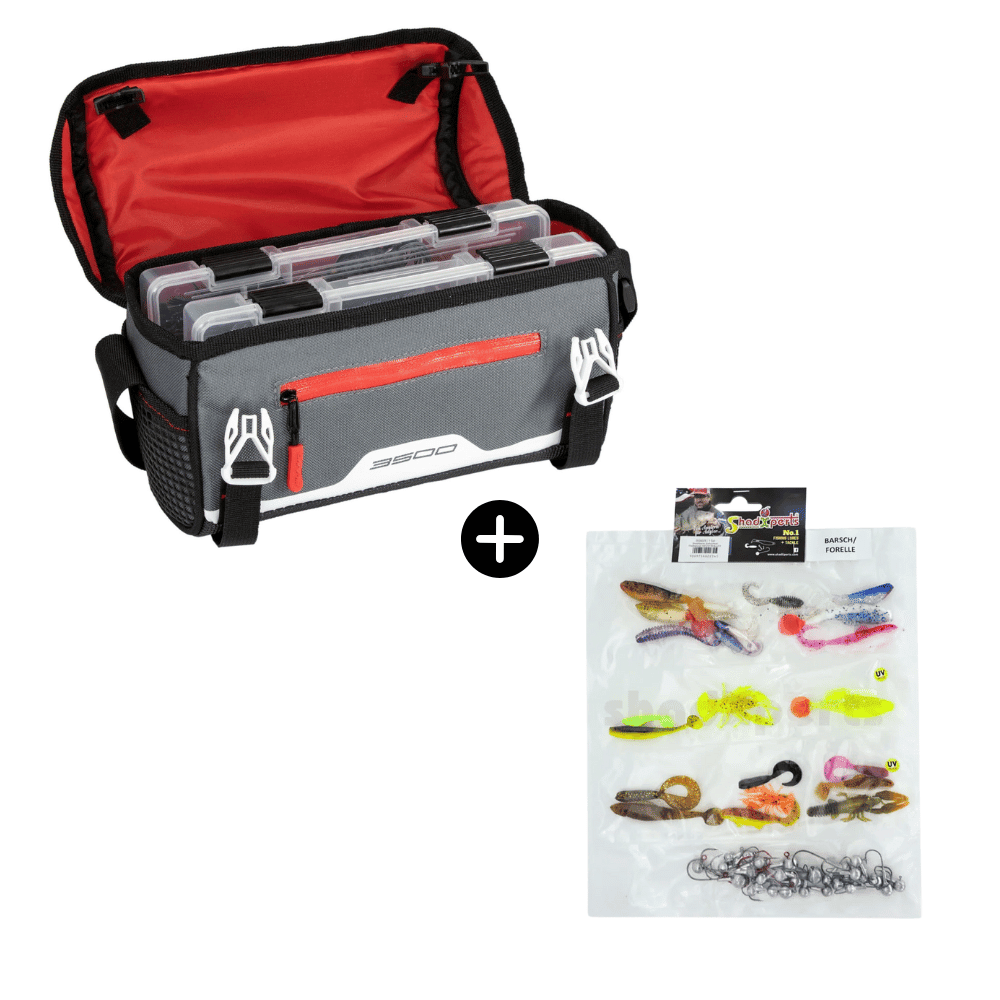 Baars en Forel Stilstaand Water Set Plano Tas 3600 + SX Doelvis-Set Forel/Baars Stilstaand Water 23 Shads 17 Jigkoppen Erste Hilfe
