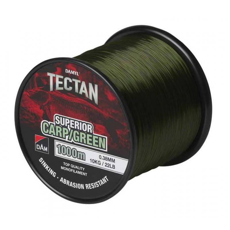 DAM Damyl Tectan Sup Carp Green 1000m 0,38mm 10kg, Angelschnur, Monofile Schnur, Dunkelgrün, 1000 m, Abriebfest