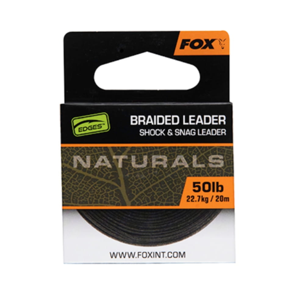 Fox-Edges-Naturals-Braided-Leader-x-50-lb-22-7-kg-20-m-CAC820 Leader intrecciato Fox Naturals x 50 libbre 22,7 kg 20 m