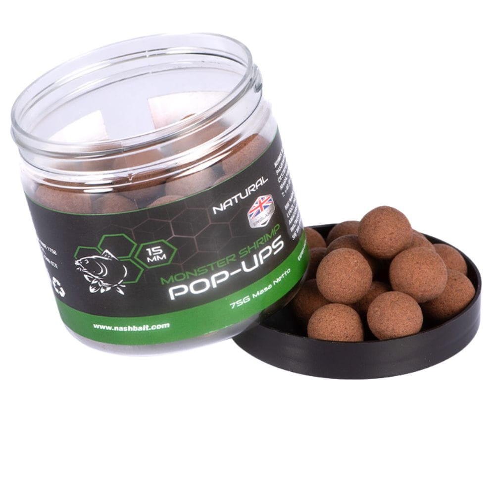 Nash Monster Shrimp Pop Ups 15 mm Natural 75g Nash Monster Shrimp Pop Ups 15 mm Natural 75g