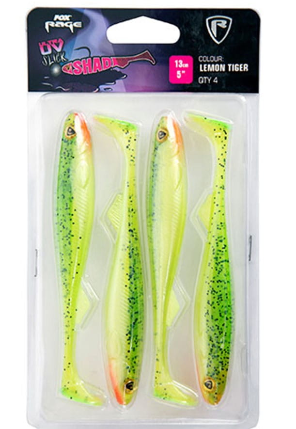 Fox Rage Slick Shad Ultra UV 11cm Lemon Tiger Tier, Fische, Leben im Meer