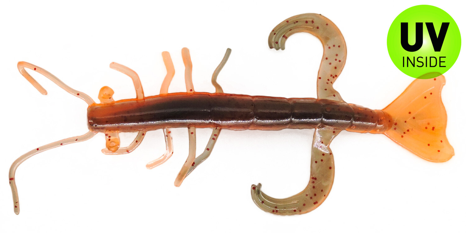 SX Relax Shrimp 8cm (3") OrangeGlitter / Schwarz Glitter 10 Stück, hadawk, fischköder, weichplastik, mini-lauer, wasserbewohner