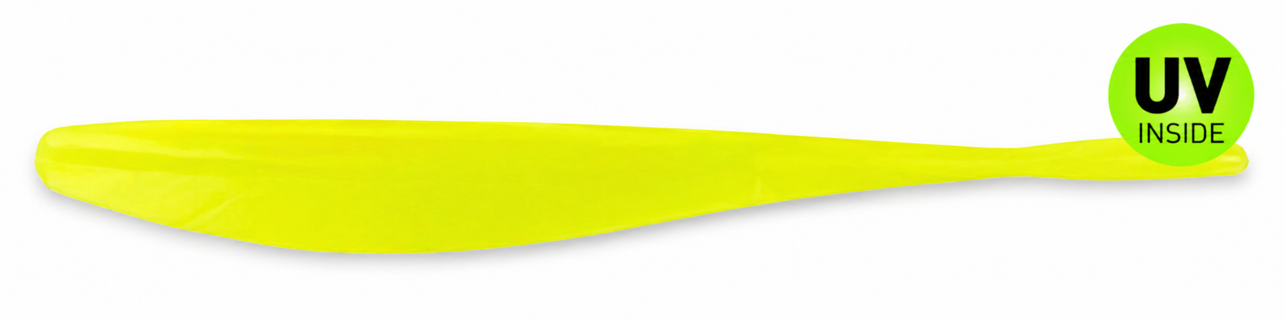 fishing lure, soft plastic lure, neon yellow, swimbait, UV inside