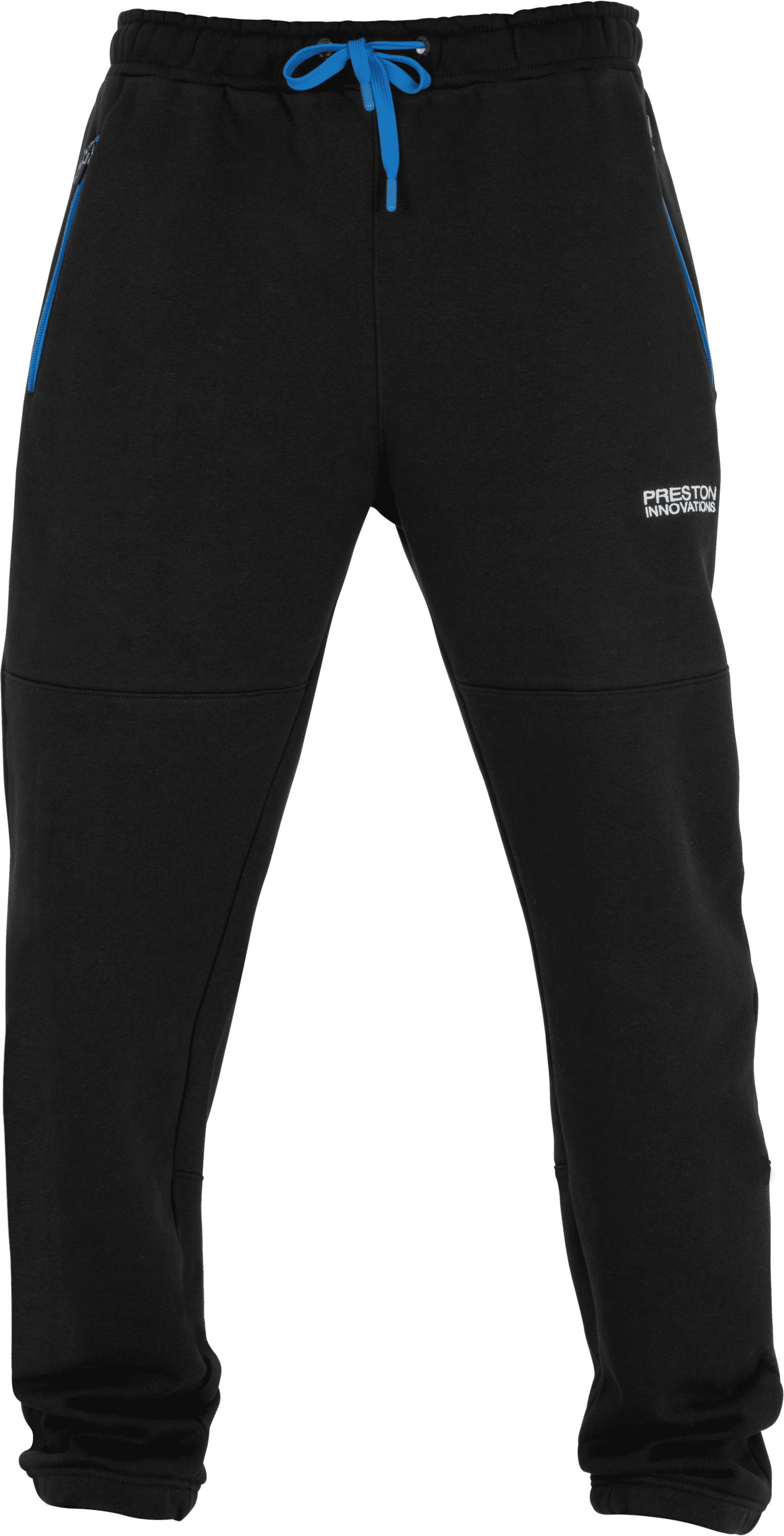 sport pants, schwarze joggings, Kordelzug, blaue Akzente, schmale Passform