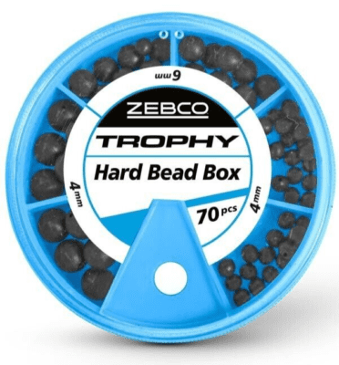 Zebco Hard Bead Box Black 70 Stück, hard bead box, trophy, fishing accessories, pearl beads, 70 pcs