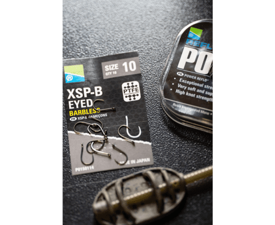 Preston XSP-B Eyed Haken Größe 8 10 Stück, Haken, Angeln, Barbless, Monofilament, Set