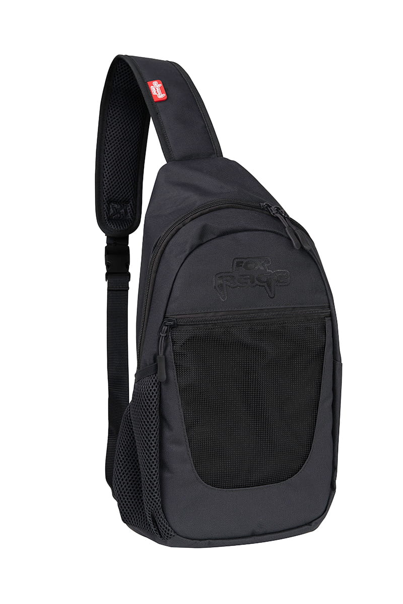 Fox Rage Single Strap Rucksack – Bild 2, Umhängetasche, Schwarz, Textil, Netzfach, Verstellbarer Gurt
