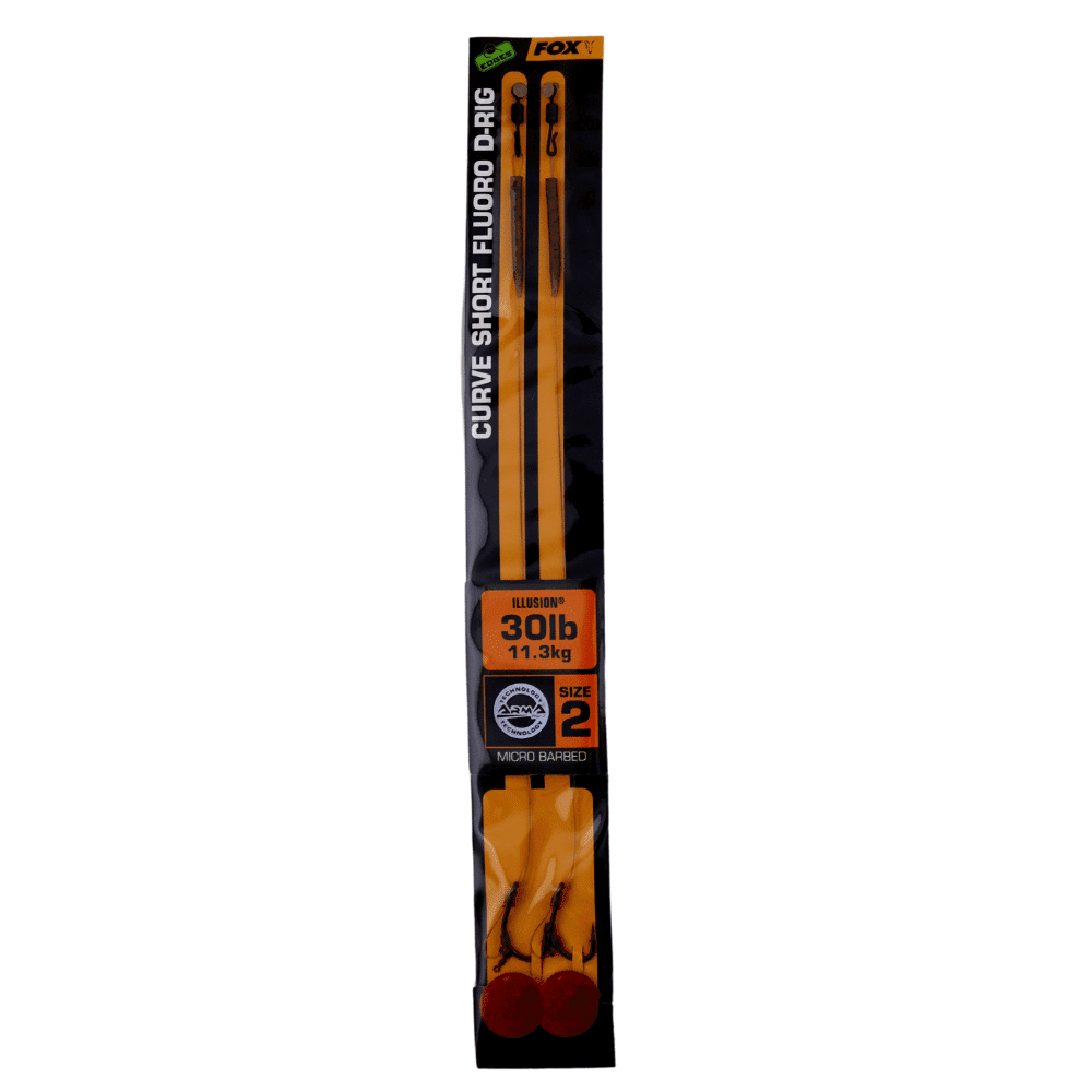 Fox-Curve-Short-Fluoro-D-Rig-30-lb-Size-2 Fox Edges Curve Short Fluoro D-Rig Hakengröße 2 30 lbs 2 Stück