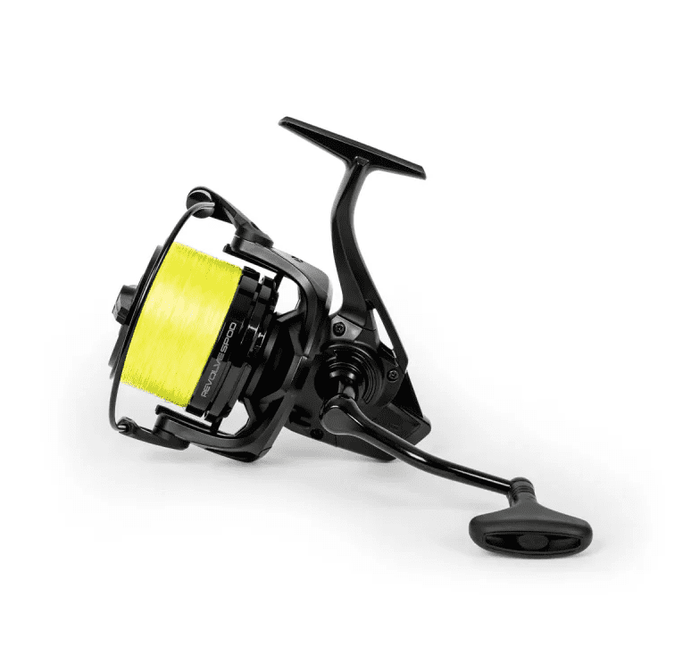 Angeln Reel, Spinnrolle, Kunststoffrahmen, gelbe Schnur, Griffschubfche