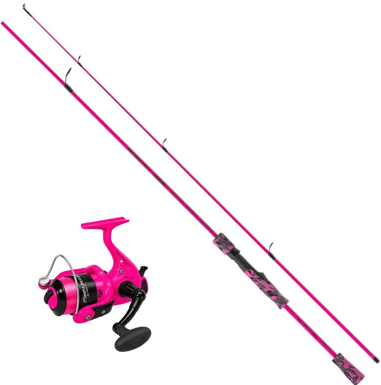 Sänger Flashlight Stick Pro Set Rute+Rolle+Schnur 195cm 8-28g + LED-Rolle, Heißer pink, Angelruten-Set, Spincast-Rute, Kinderangeln, Zubehör