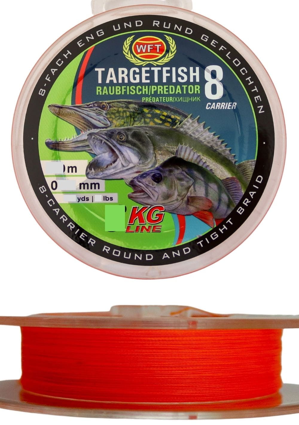 WFT Targetfish 8 Raubfisch 0,12 mm 150 m 8 kg Orange