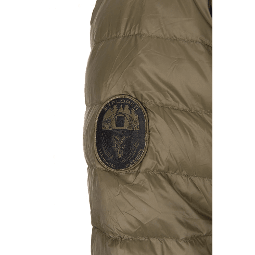 Puffer, Jacke, Kunststoff, Patch, Oliv
