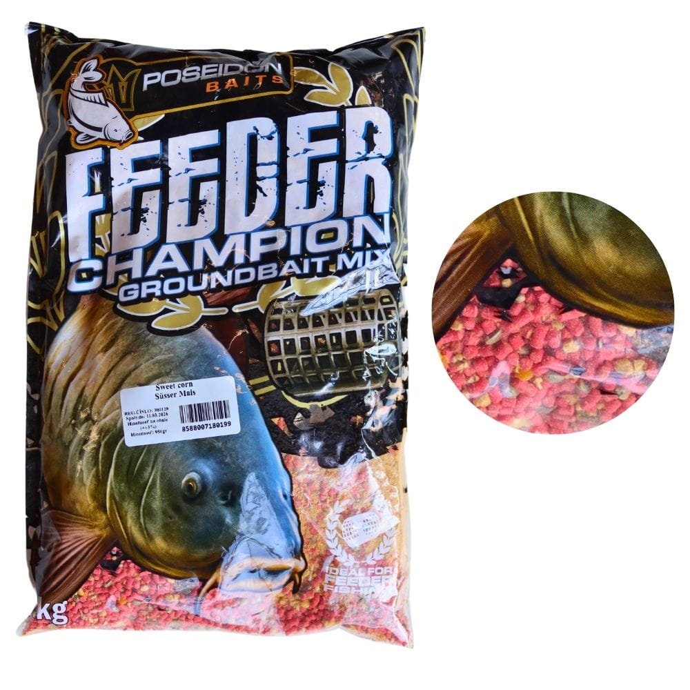 Poseidon Champion Feeder Set écrasé Pellets + Liquid Sweetcorn 950 g