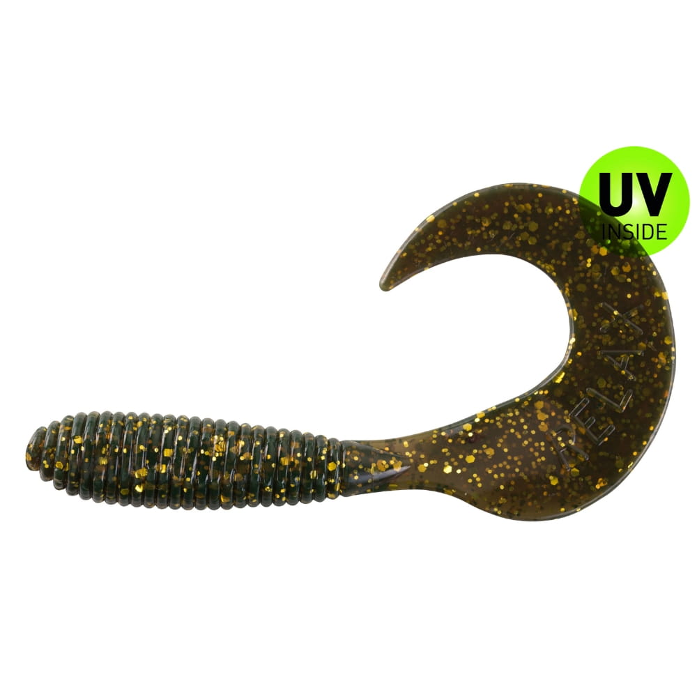 Relax Twister regulär 7 cm (3") Motoroil Gold Glitter 10 Stück Relax Twister regulär 7 cm (3") Motoroil Gold Glitter 10 Stück