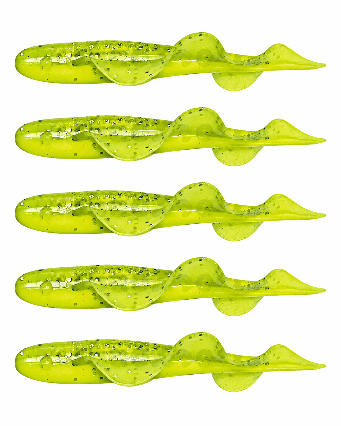 SX Wing Shad 8,5cm Gelb Grün Glitter 5 Stück, Gummi-Fisch, Köder, Softplastik, Schleimfisch, Grün