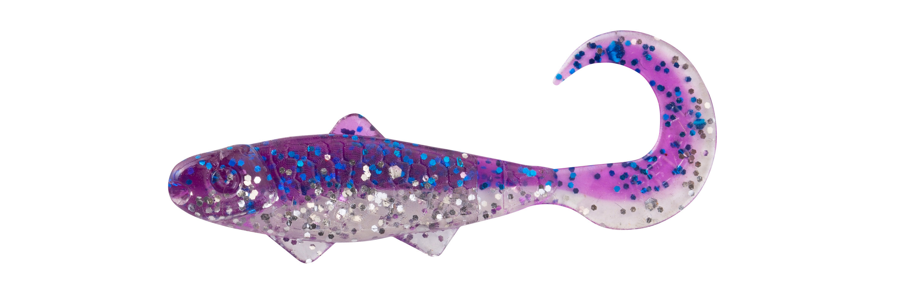 SX Relax Banjo Twister 3,5cm (1") Klar Silber Glitter / Violett Electric Blue Glitter 10 Stück, Softbait, Angellure, Glitzer, Purple, Kehltail