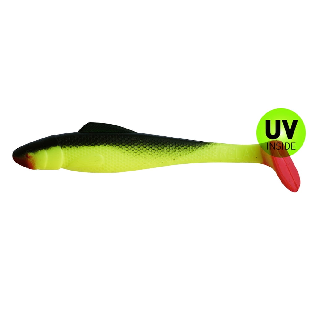 Relax Ohio Shad 11 cm (4") Fluogelb Schwarz 10 kusov Relax Ohio Shad 11 cm (4") Fluogelb Schwarz 10 kusov