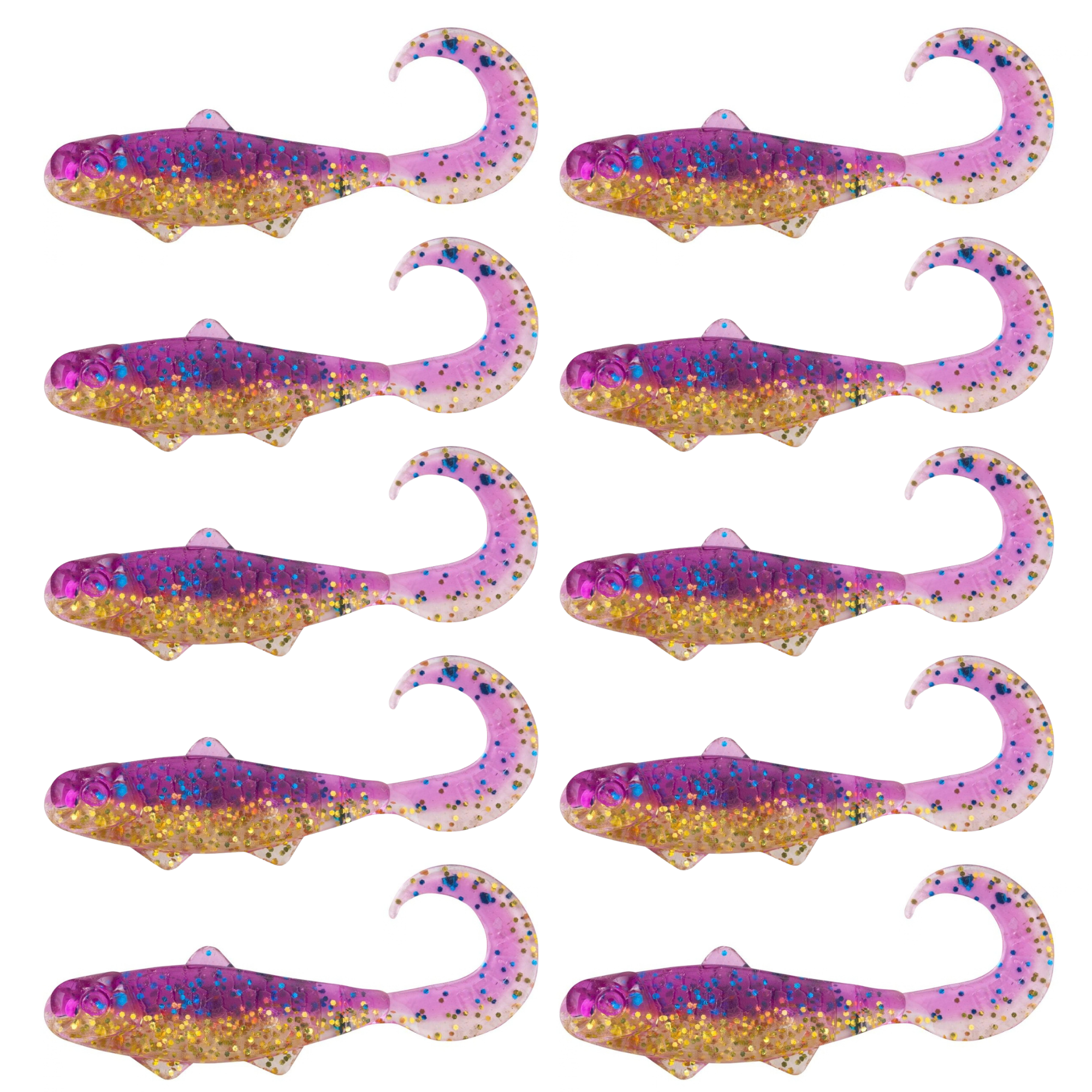 SX Relax Banjo Twister 3,5cm (1") Klar Gold Glitter Violett Electric Blue Glitter 10 Stück – Bild 2, gummi reptile