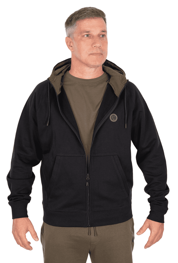 Fox Collection Zipped Hoody Black S – Bild 2, Hoodie, Zipper, Kapuzenjacke, Schwarz, Taschen