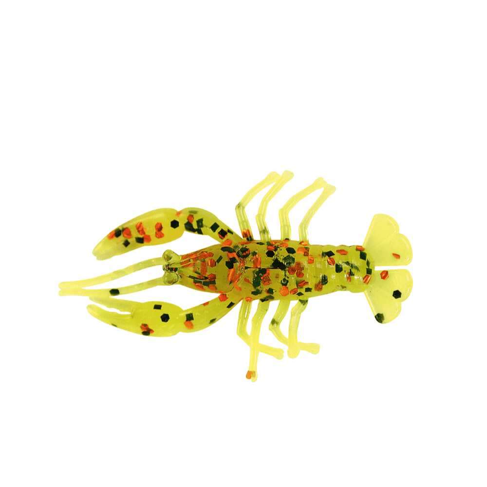 SX Baby Crawfish 6,5cm (2") fluogeel kristal glitter koper zwarte glitter 5 stuks Essen, Meeresfrüchte, Tier, Leben im Meer, Hummer