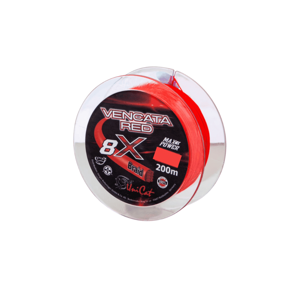 Unicat_8xVencata_red-Angelschnur Uni Cat 8 X Vencata Red  0,37 mm 34 kg 200 Meter