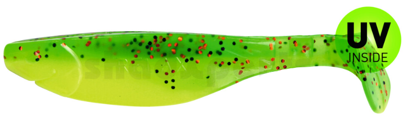 Soft Plastic Lure, Fishing Lure, Green Yellow, Glitter Speckles, UV Inside