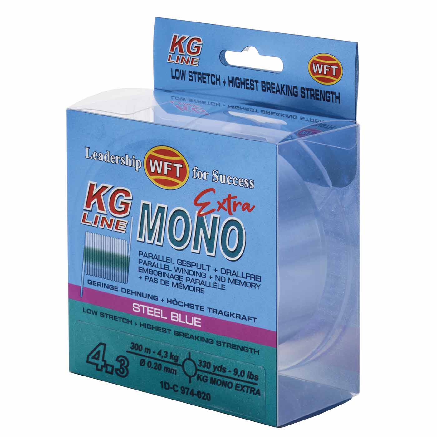 1d-c974-020_kg_line_mono_extra_steel_blue__0-20mm_4-3kg_300m WFT KG Line Mono Extra Steel Blue 0,20mm 4,3kg 300m