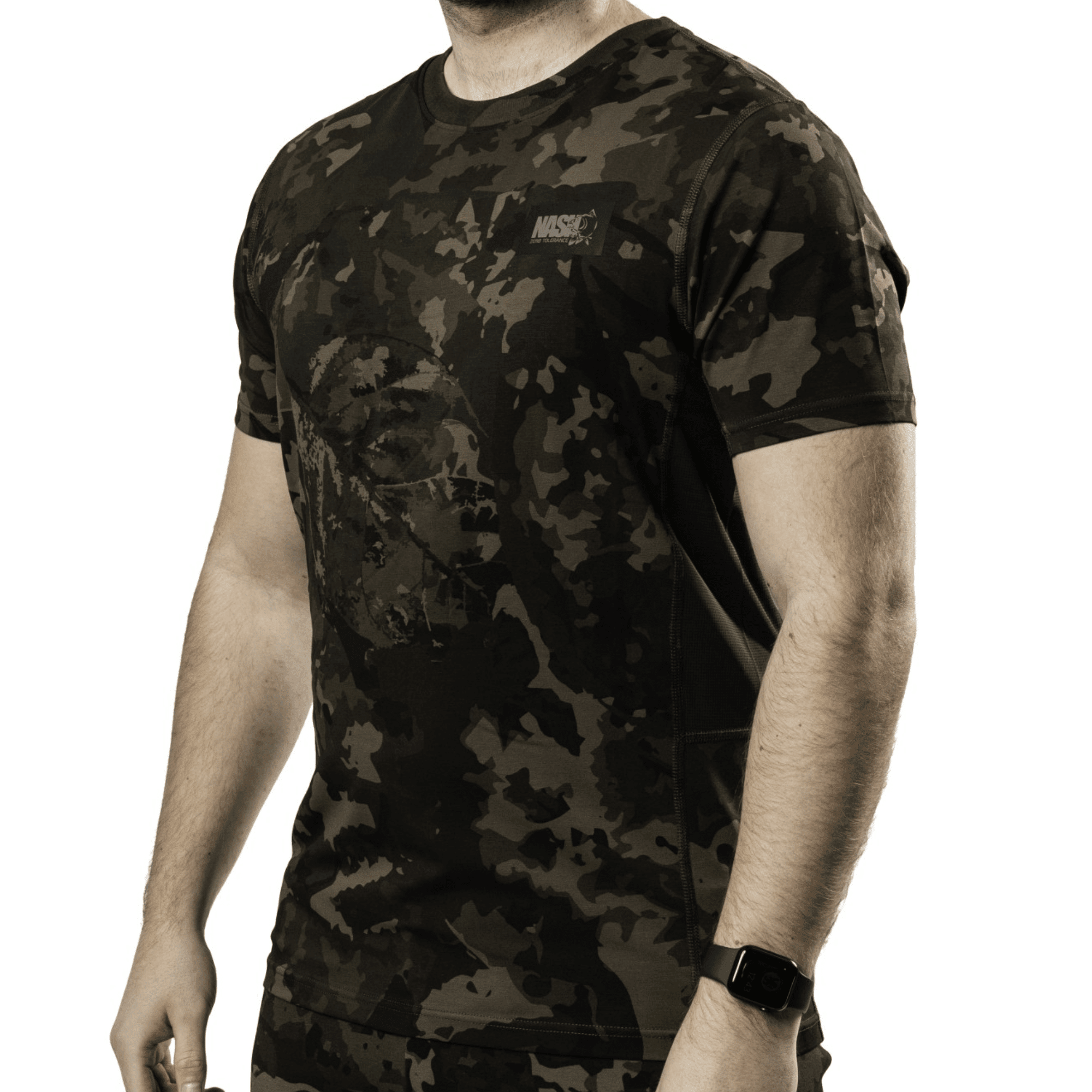 T-Shirt, Camouflage, Kurzarm, Militärstil, Patch