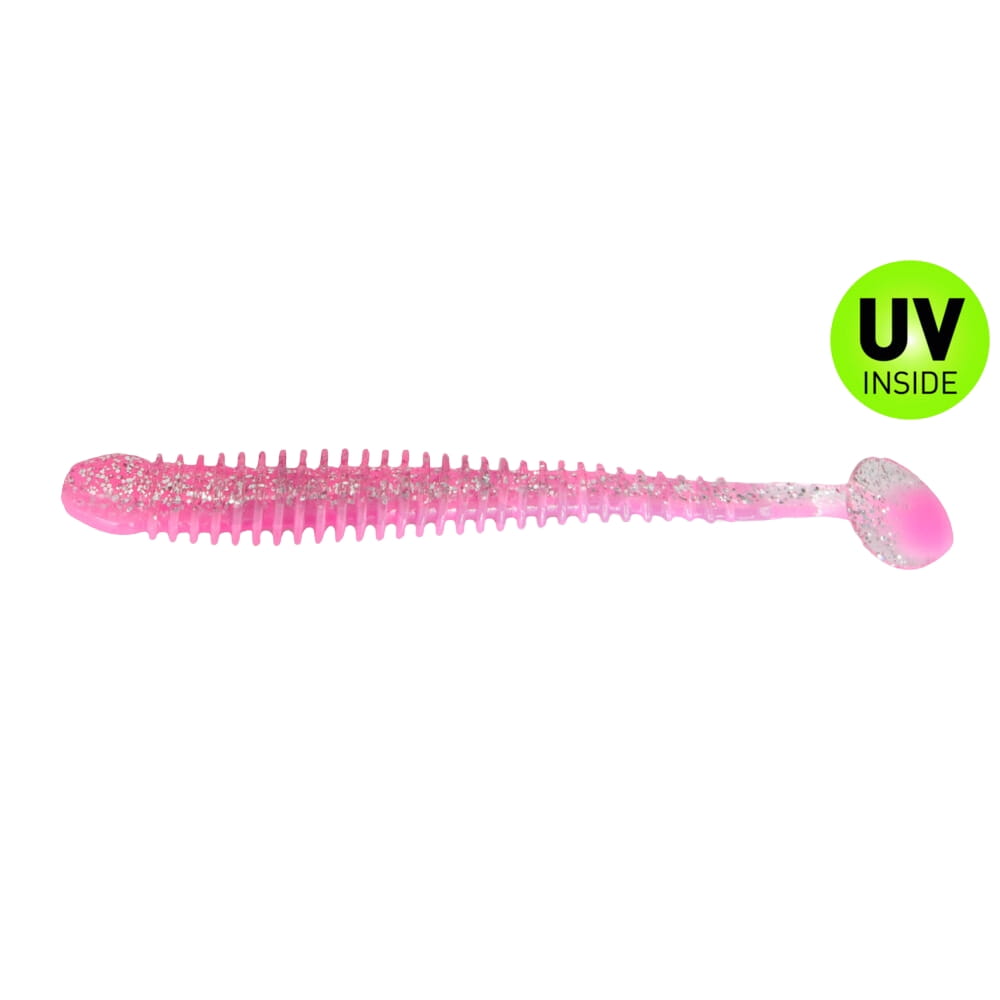 Relax Texas Shad 10 cm (4") Bubblegum Transparant Zilver Glitter 4 Stuk Besteck, Löffel, Rauchrohr
