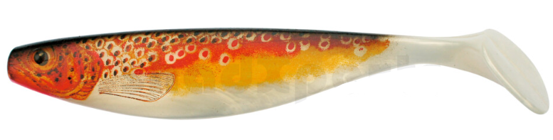 soft plastic lure, fish lure, glow pattern, orange red, twin tail