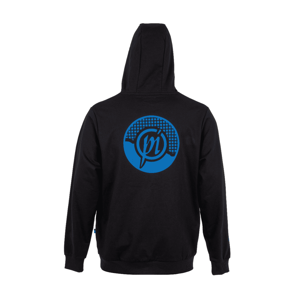 Hoodie, Schwarz, Blaues Grafik, Rundes Logo, Langarm