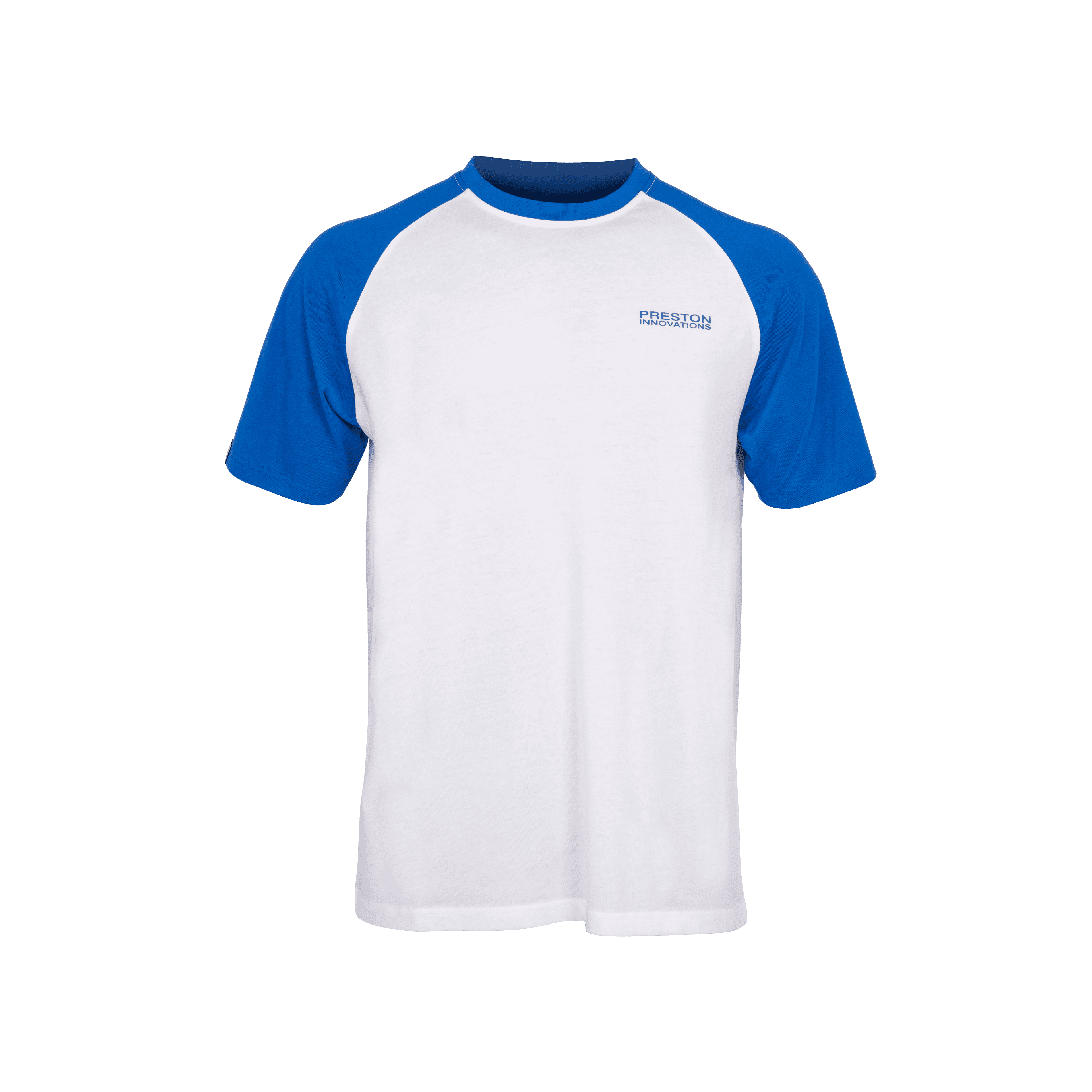 T-shirt, Raglan-Sleeve, Blau/Weiß, Kurzarm, Logo Druck