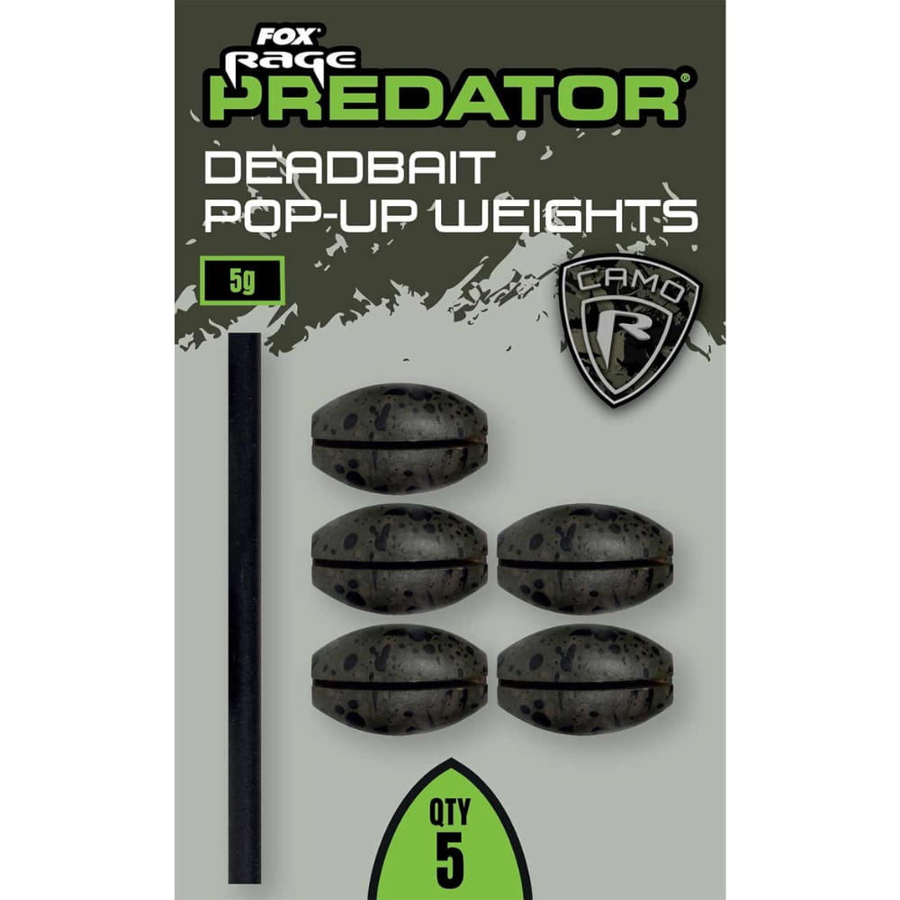 Fox Rage Predator Camo Deadbait Pop-Up Weights 5g 5 pièces Fox Rage Predator Camo Deadbait Pop-Up Weights 5g 5 pièces