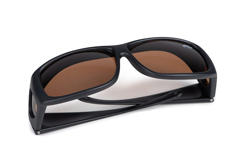 Sonnenbrille, Schwarz, Brille, Rahmen, Braun getönte Gläser