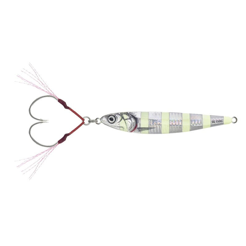 Savage Gear 3D Anchovy Jig 12cm 100G Zebra Glow, Anglerwobbler, Jig, Meeresköder, Köderhaken, Köderfisch