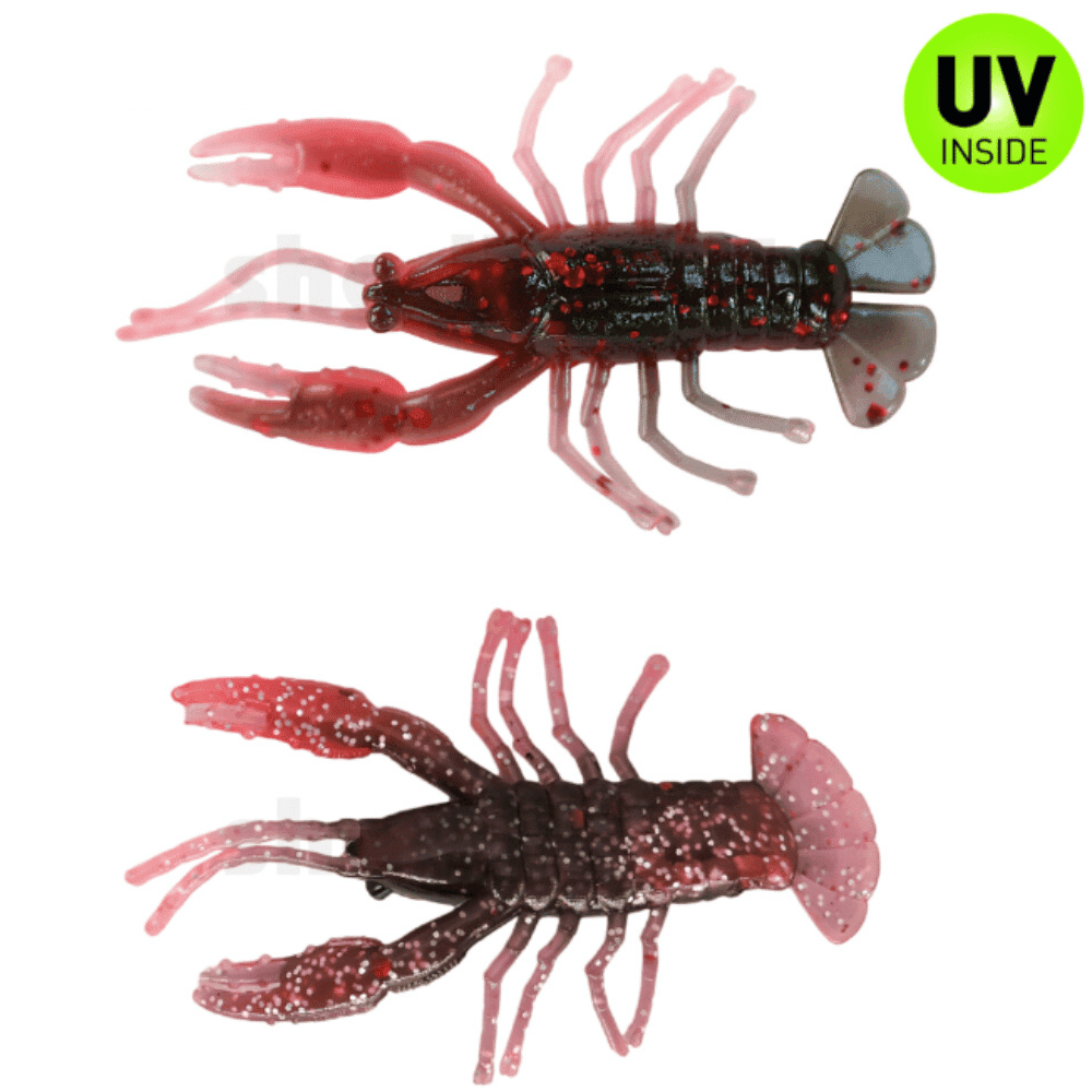 Blutrot-Schwarz-roter-Glitter SX Baby Crawfish 6.5 cm (2") Blood Red Black Red Glitter 5 pieces