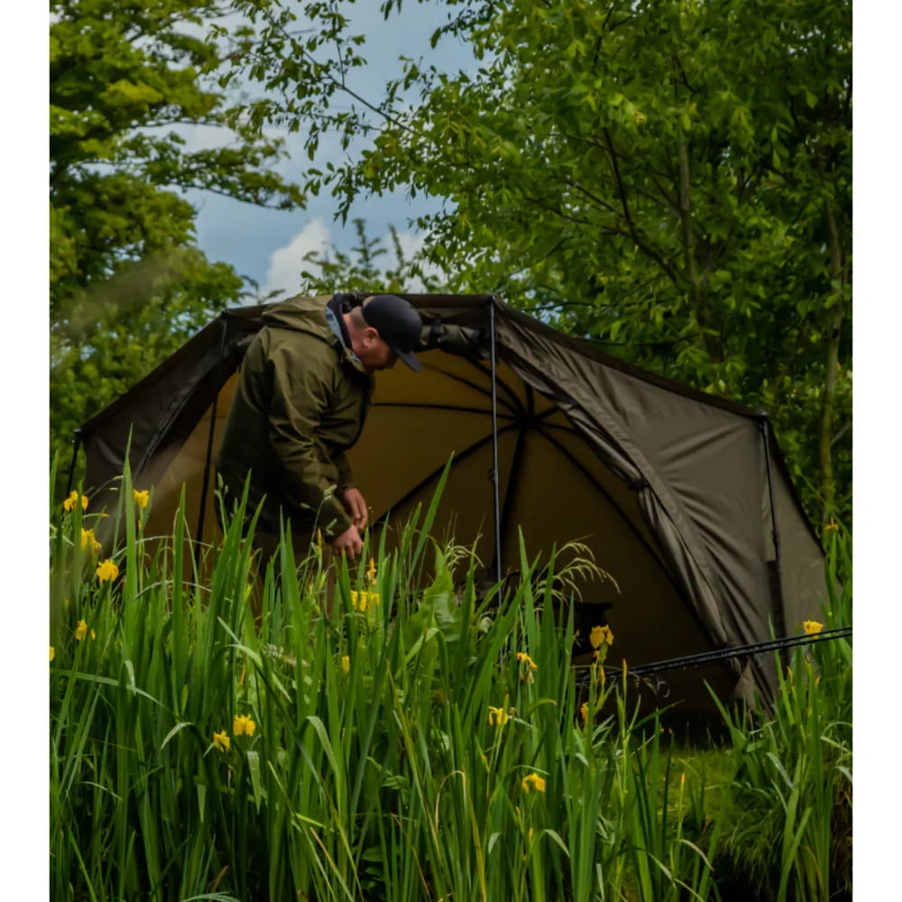 Fishing Bivvy Tent 1-Man Waterproof, Pre-Threaded Poles & Fishing