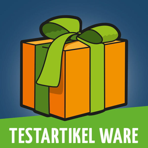Geschenk, Paket, orangefarbene Box, grünes Band, quadratische Verpackung