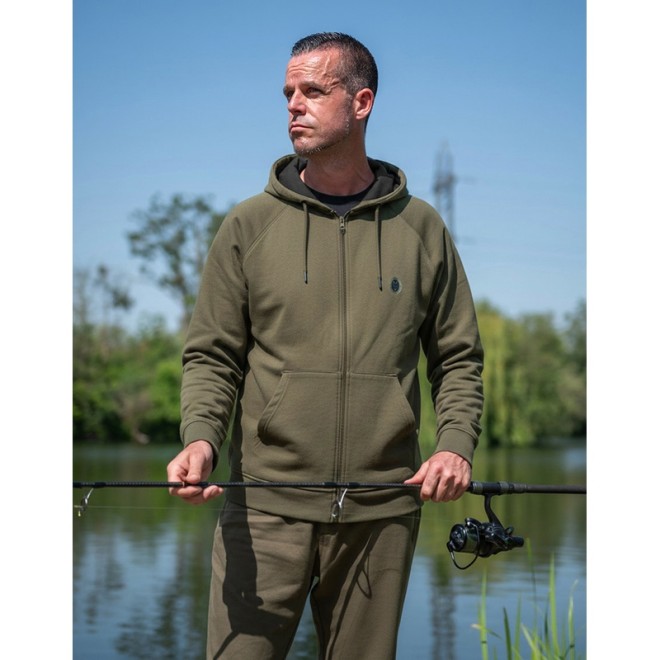 Fox Collection Zipped Hoody Green XXL – Bild 2, Hoodie, Zweiteiliger Overall, Khaki, Kordelzug, Angeln
