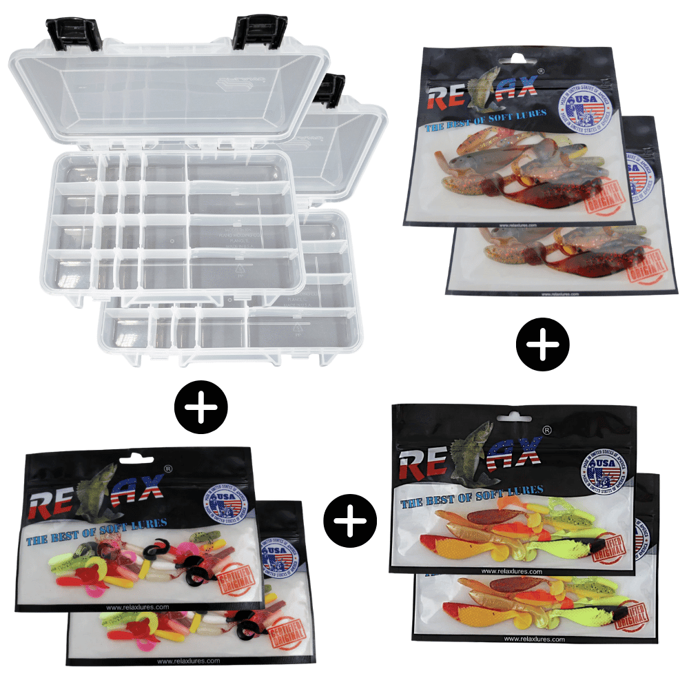 Giganto-примамка комплект за Бас и Пъстърва 84 Relax Гумена примамка + 2x Plano 3650 Кутия Essen, Mittagessen, Mahlzeit, Erste Hilfe
