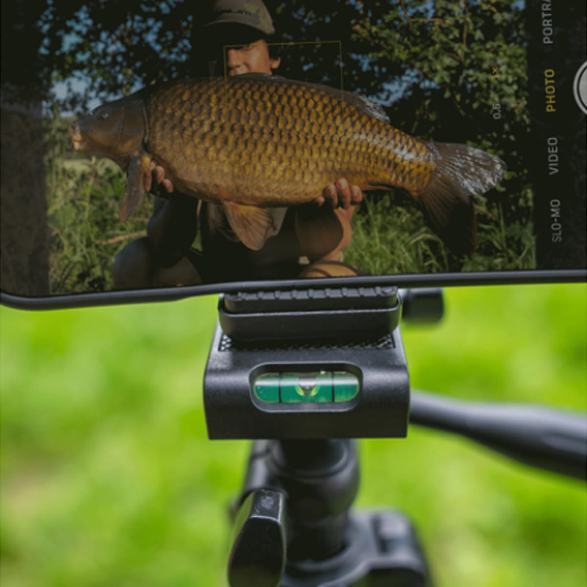 Korum Selfie Tripod, große koi-karpfen, angelrute, smartphone-display, fang- oder teichfisch, level-tool-halterung
