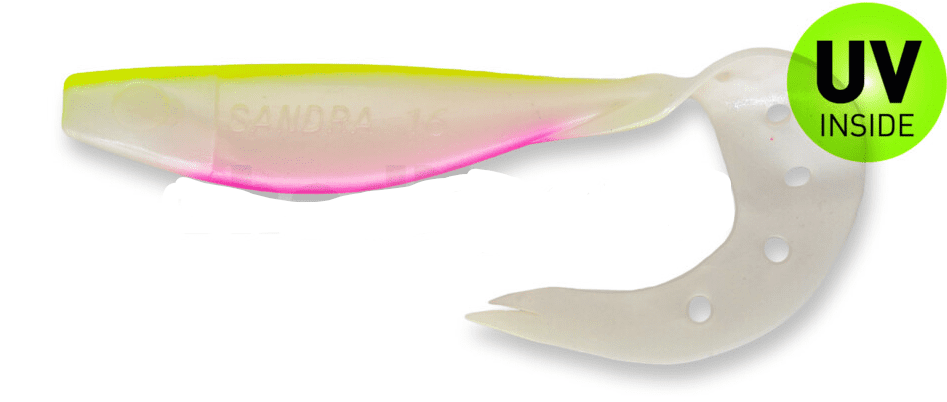 Softbait, Crankbait, Soft plastic, T-tail, UV-inside, Pink-green